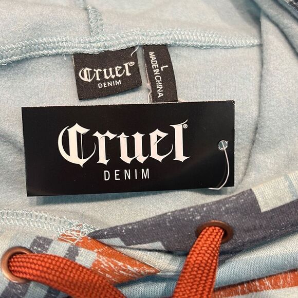 NEW Cruel Denim Southwest Hoodie Sweatshirt Womens Sz L Blue Rust Lightweight - Picture 4 of 6